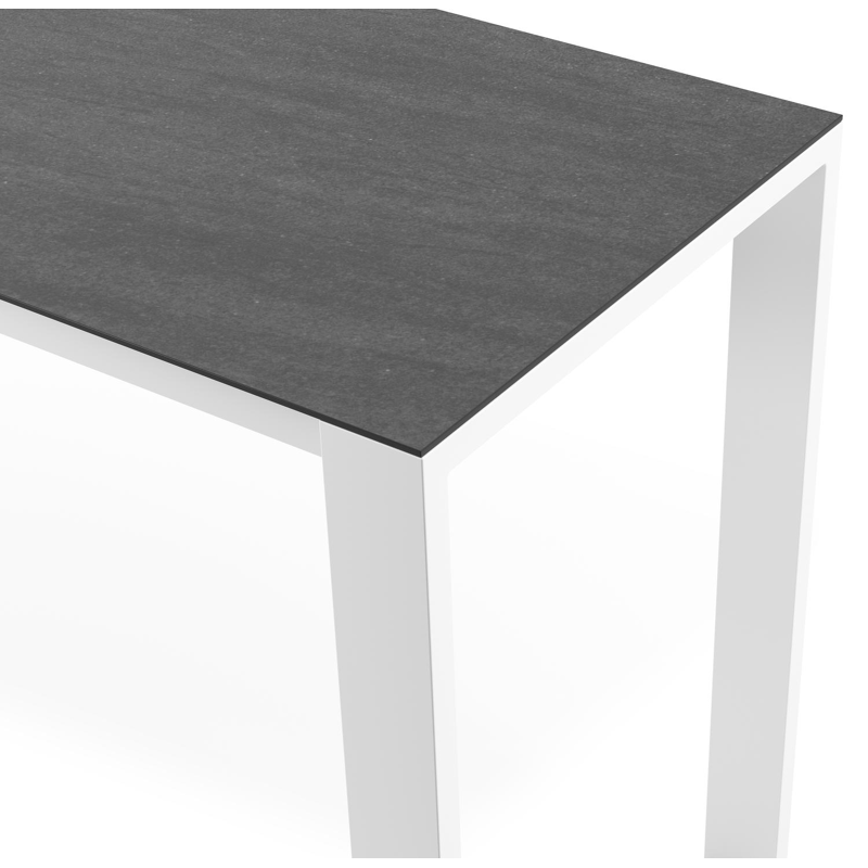 Verato bartafel rechthoekig in wit aluminium en volkeramiek Basalt Black - L 220 x B 70 x H 106 cm