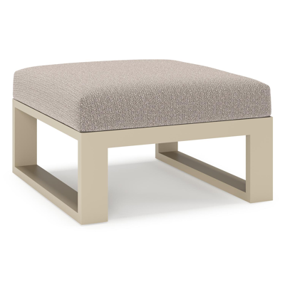 Verato poef in beige aluminium met wander granite all weather sunbrella® luxe kussen