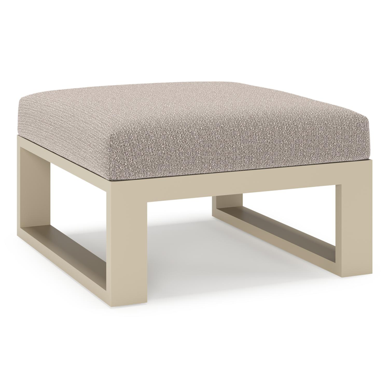 Verato poef in beige aluminium met wander granite all weather sunbrella® luxe kussen