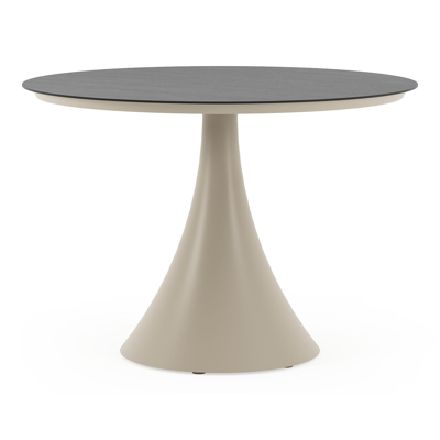 Fano tuintafel rond in beige aluminium en volkeramiek Basalt Black - Dia. 110 x H 75 cm