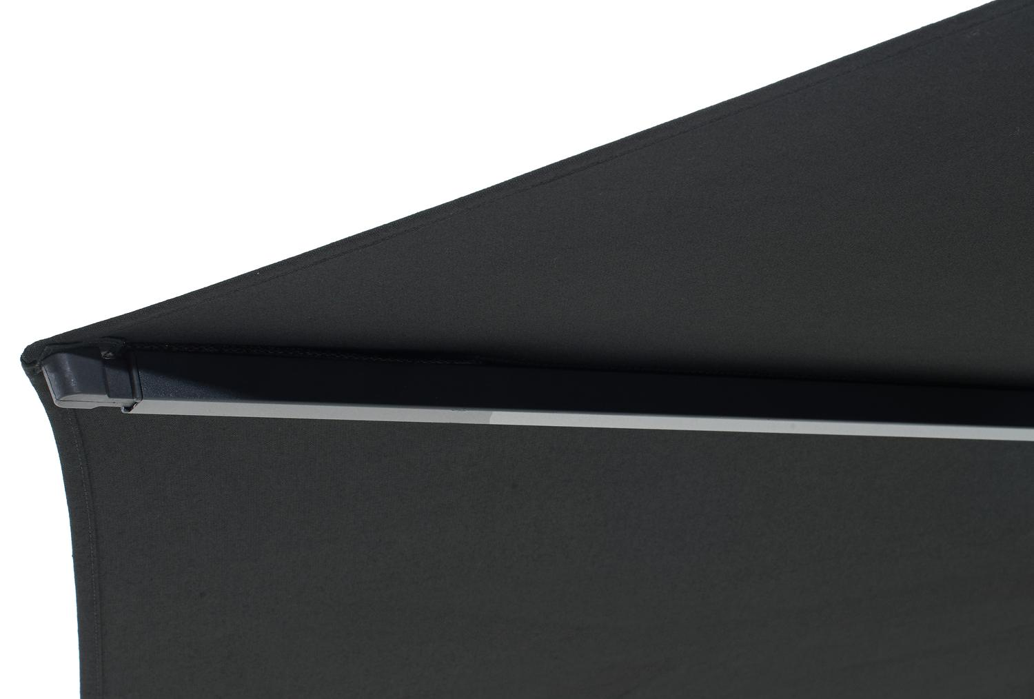 Umbria staanparasol in zwart aluminium en zwart Sunbrella® Premium parasoldoek - Dia. 250 cm met Plana parasolvoet 40 kg