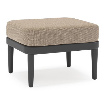 Pouf Orso en aluminium noir et coussins en all weather solica Firenze Earth