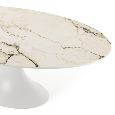 Fano tuintafel ovaal in wit aluminium en volkeramiek colorado dunes - L 240 x B 135 x H 75 cm