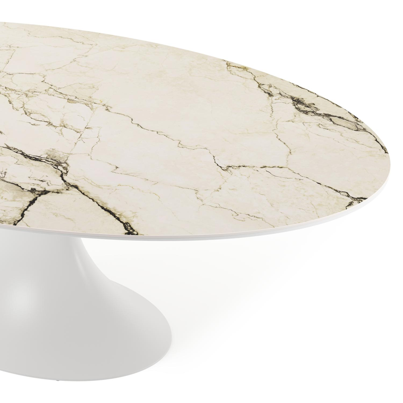 Fano tuintafel ovaal in wit aluminium en volkeramiek colorado dunes - L 240 x B 135 x H 75 cm