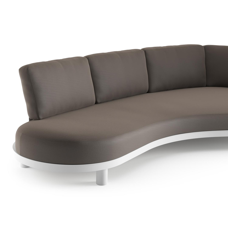 Donato loungebank in wit aluminium met natte nature grey all weather sunbrella® luxe kussen