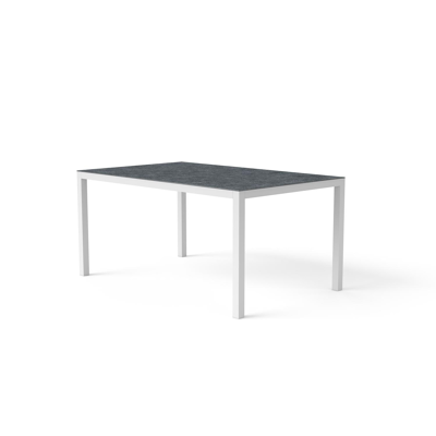 Taranto tuintafel in wit aluminium met tafelblad in volkeramiek - L 160 x B 100 cm