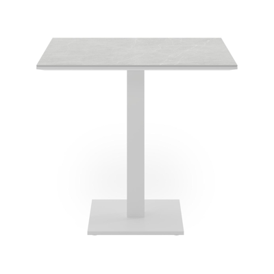 Piemonte kantelbare tuintafel in wit aluminium en volkeramiek zaha stone - L 70 x B 80 x H 74 cm