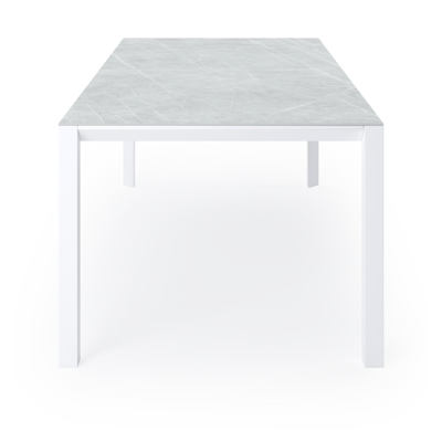 Malito tuintafel in wit aluminium en volkeramiek zaha stone - L 200 x B 100 x H 75,5 cm