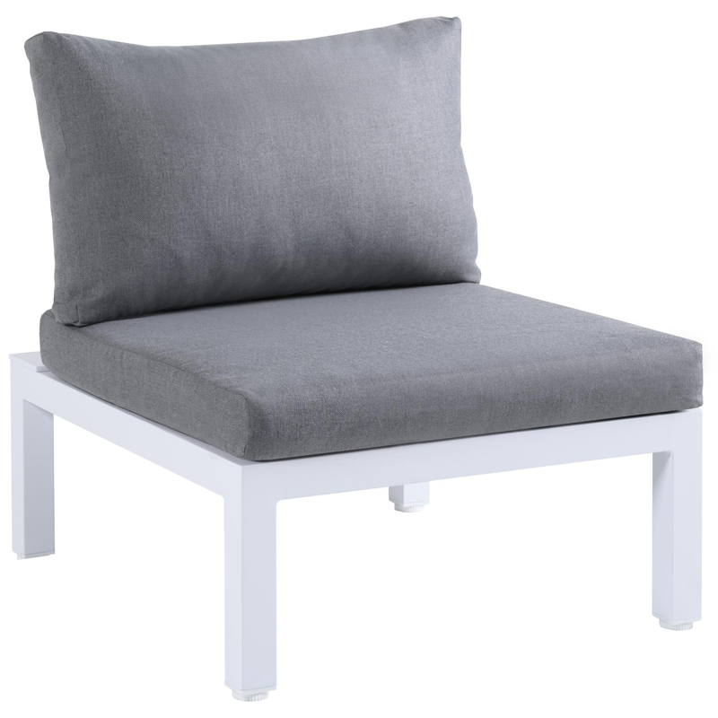 Toma loungezetel 1-zit in wit aluminium met grijs polyester kussen