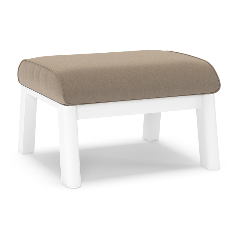 Cirello poef in wit aluminium met natte heather grey all weather sunbrella® luxe kussen