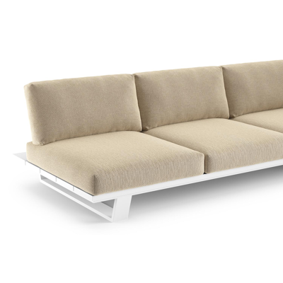 Pagino loungebank in wit aluminium met althea camel all weather cosytica kussen