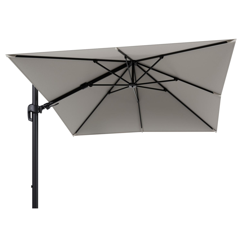 Rufina zweefparasol tiltfunctie in zwart aluminium en parasoldoek in All Weather Sunbrella® Luxe Lopi Marble  - L1 300 x L2 300 cm (zonder voet)