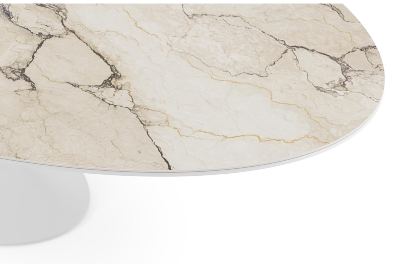 Fano tuintafel ovaal in wit aluminium en volkeramiek colorado dunes - L 290 x B 148 x H 75 cm