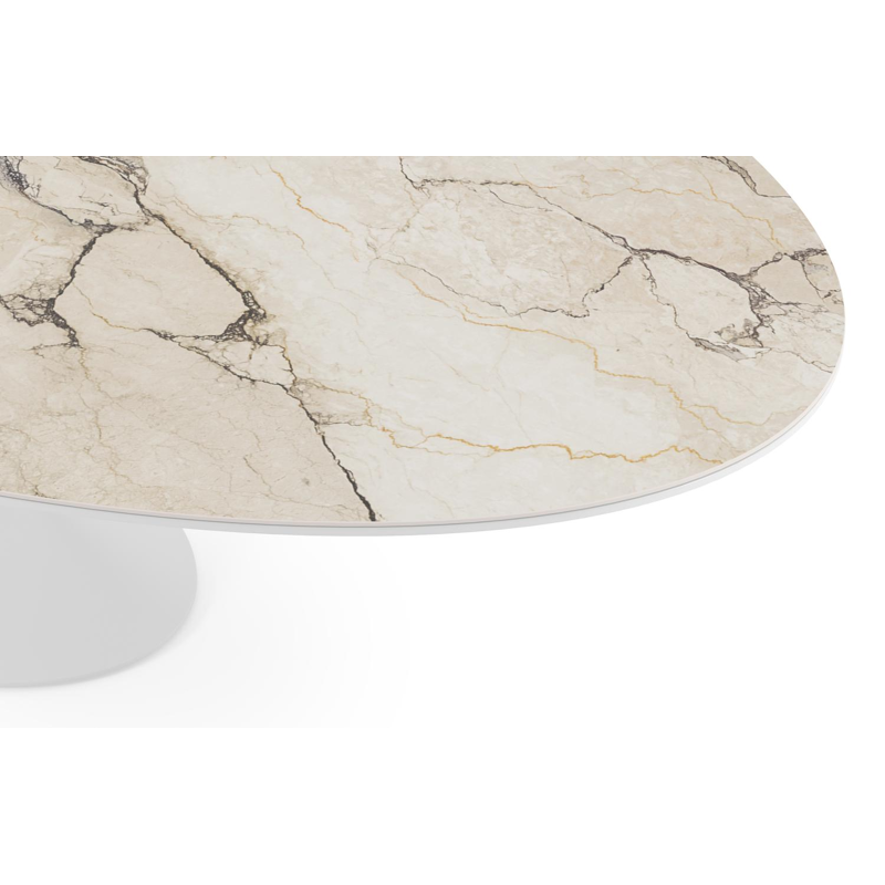 Fano tuintafel ovaal in wit aluminium en volkeramiek colorado dunes - L 290 x B 148 x H 75 cm