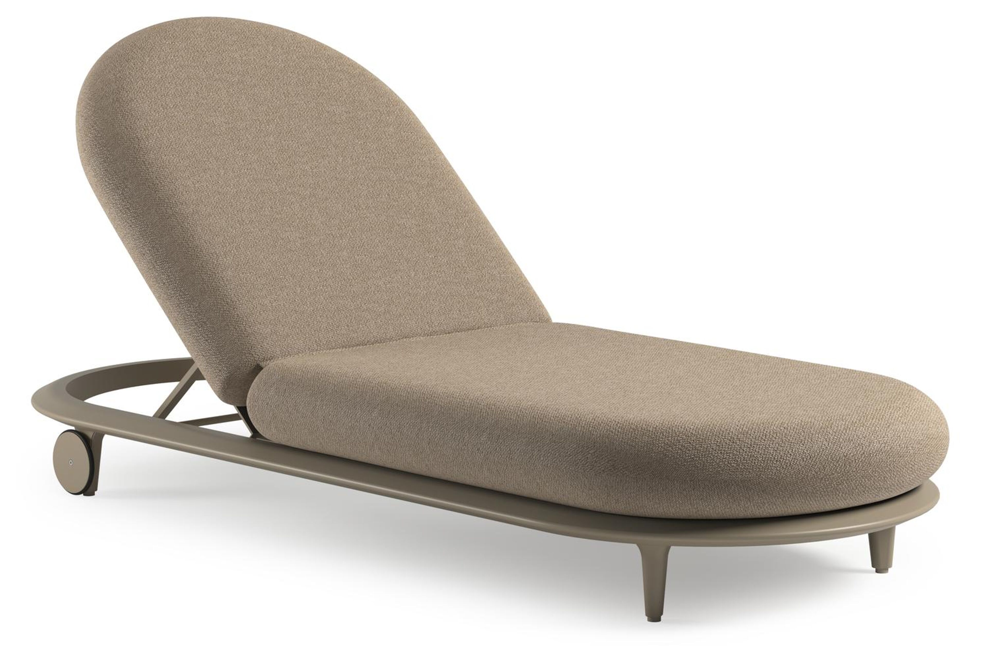 Chaise longue réglable Bomero en aluminium beige avec madagascar oak all weather cosytica coussin