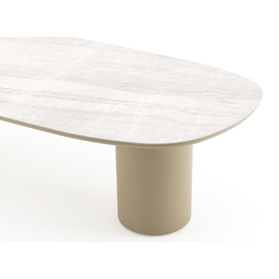 Amico tuintafel bombo in beige aluminium en volkeramiek Taj Mahal - L 320 x B 130 x H 73.5 cm