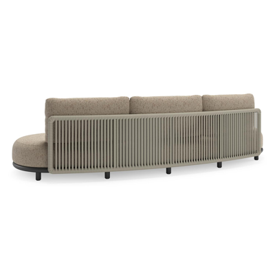 Lomano loungeset in zwart aluminium en beige verticaal geweven luxe vlakke rope met Bora Jungle all weather cosytica