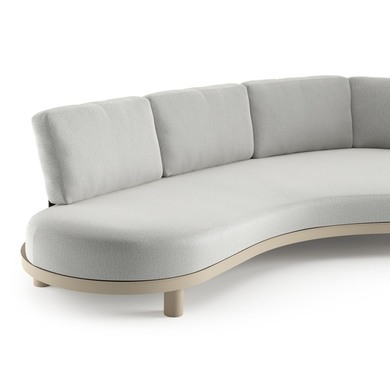Canapé de jardin Donato en aluminium beige et coussins en all weather sunbrella® luxe savane nimbus