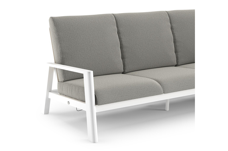 Cirello loungebank in wit aluminium met savane tunder all weather sunbrella® luxe kussen