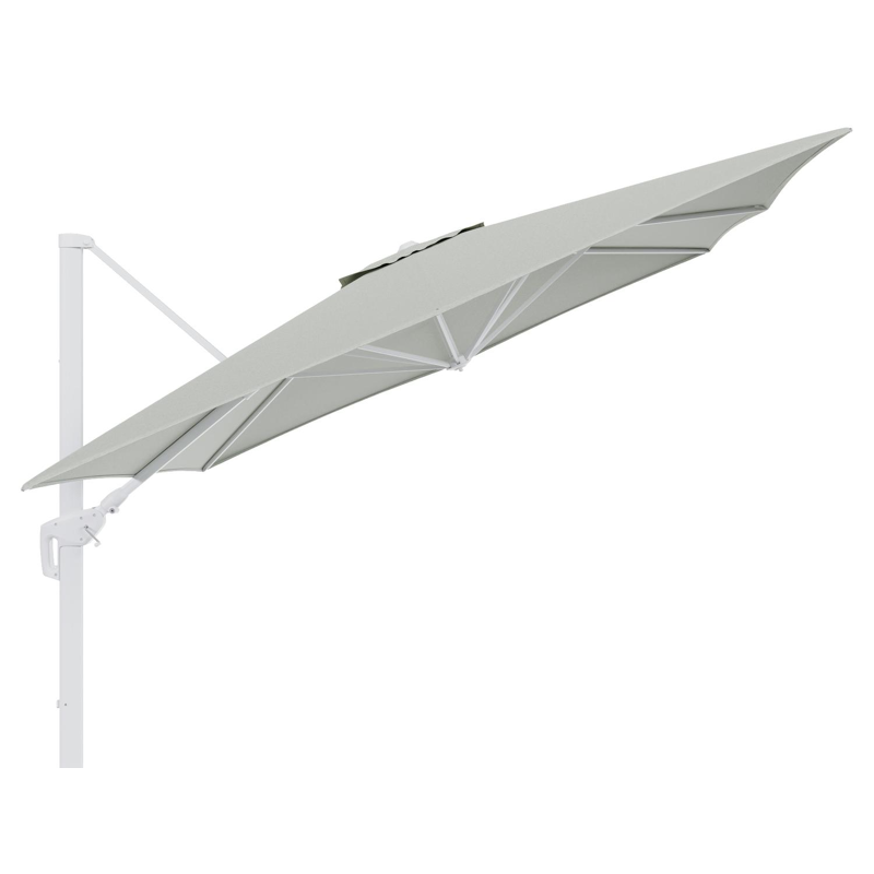 Minore zweefparasol tiltfunctie in wit aluminium en parasoldoek in All Weather Sunbrella® Luxe Slow Spirea - L1 350 x L2: 350 cm (zonder voet) (zonder voet)