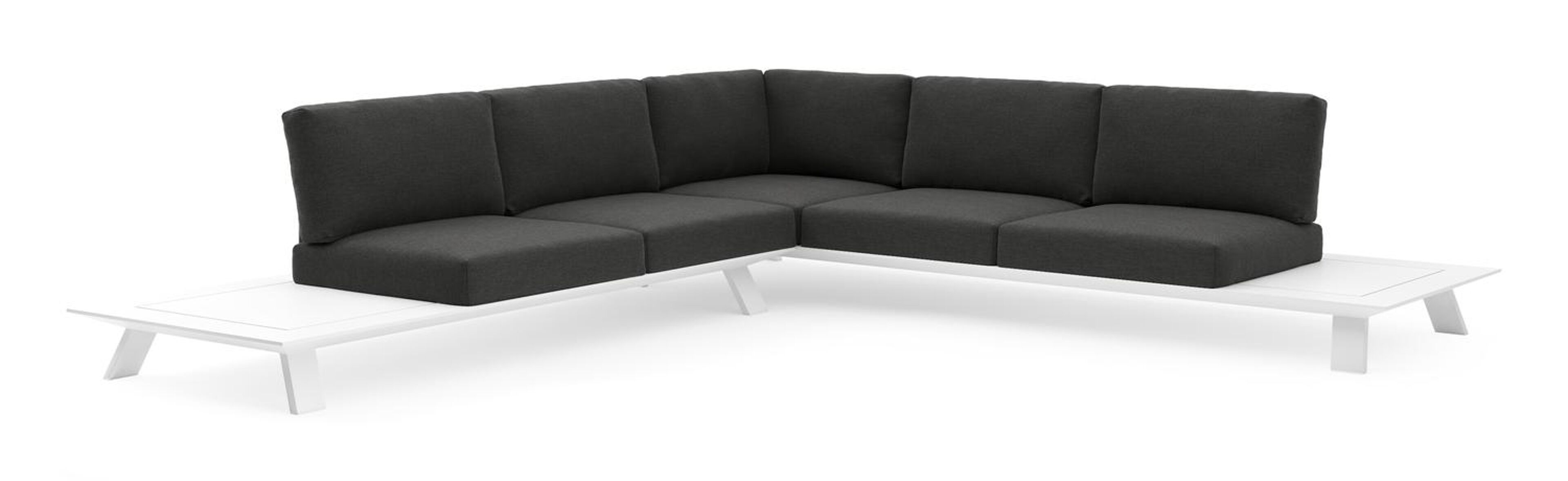 Cesano loungehoek in wit aluminium met chartres sooty all weather Sunbrella® luxe kussen