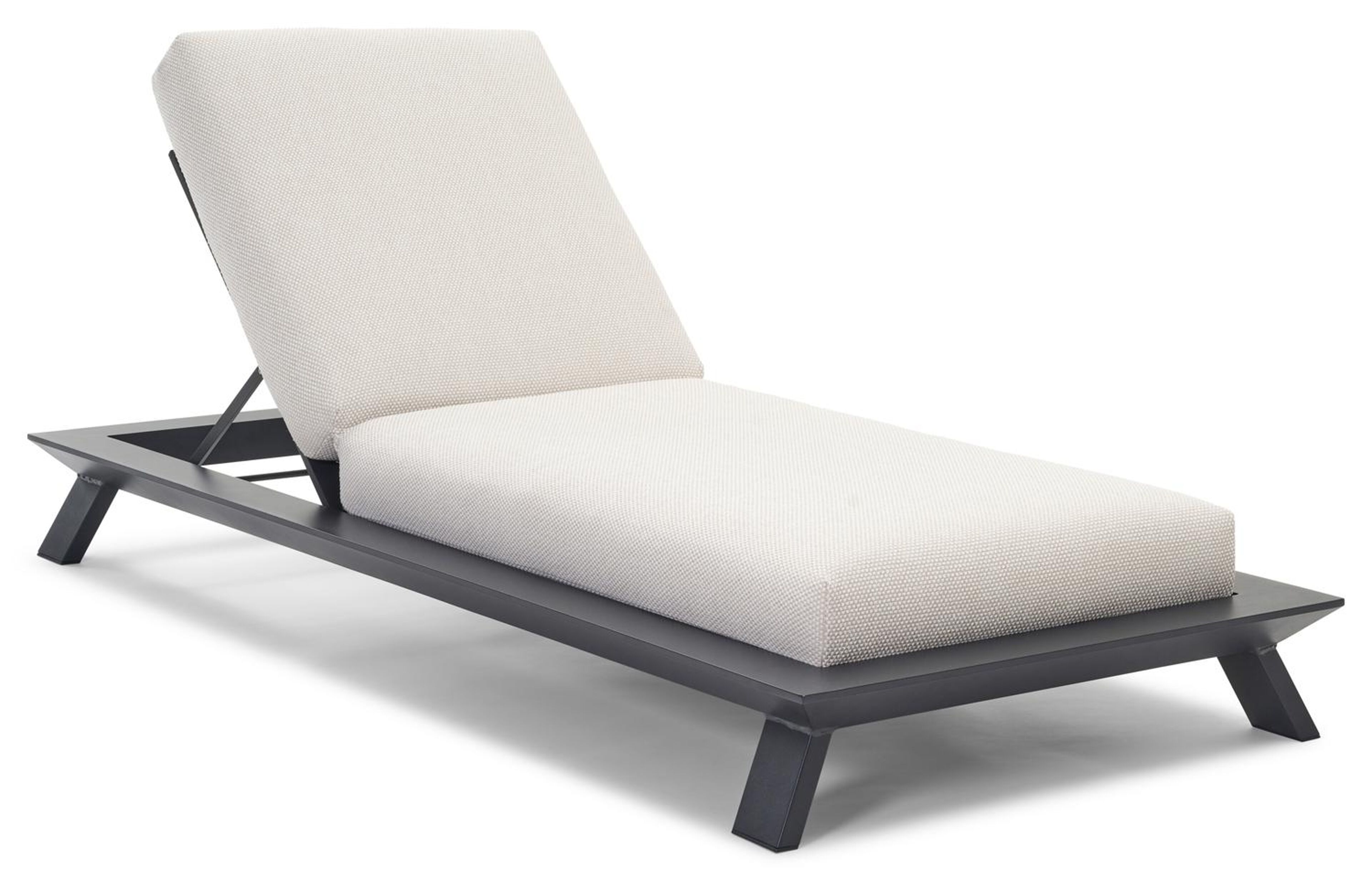 Cesano verstelbaar ligbed in zwart aluminium met althea off white all weather cosytica kussen