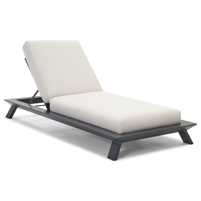Cesano verstelbaar ligbed in zwart aluminium met althea off white all weather cosytica kussen