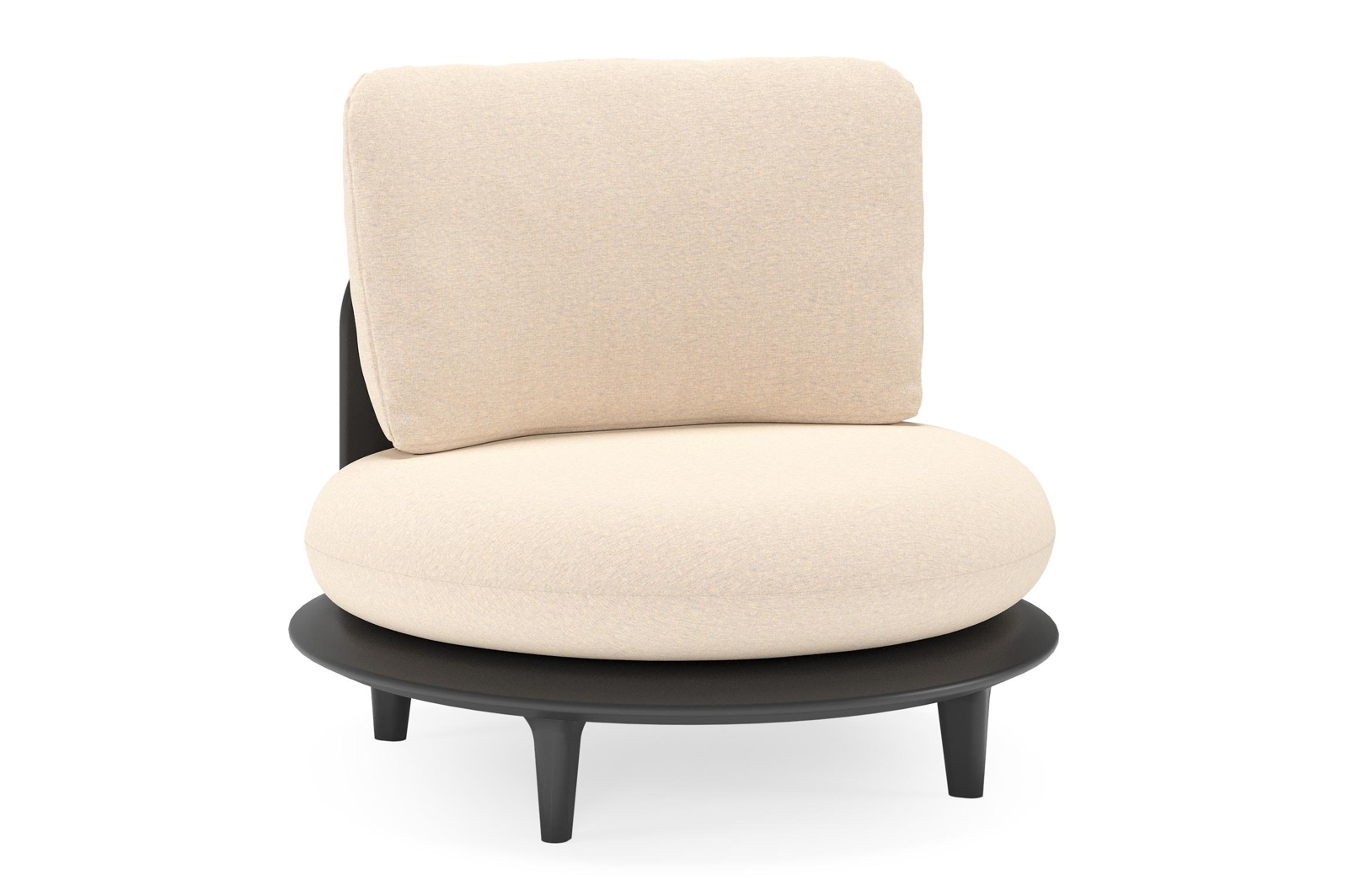 Bomero loungestoel in zwart aluminium met heritage papyrus all weather sunbrella® luxe kussen