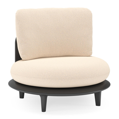 Bomero loungestoel in zwart aluminium met heritage papyrus all weather sunbrella® luxe kussen