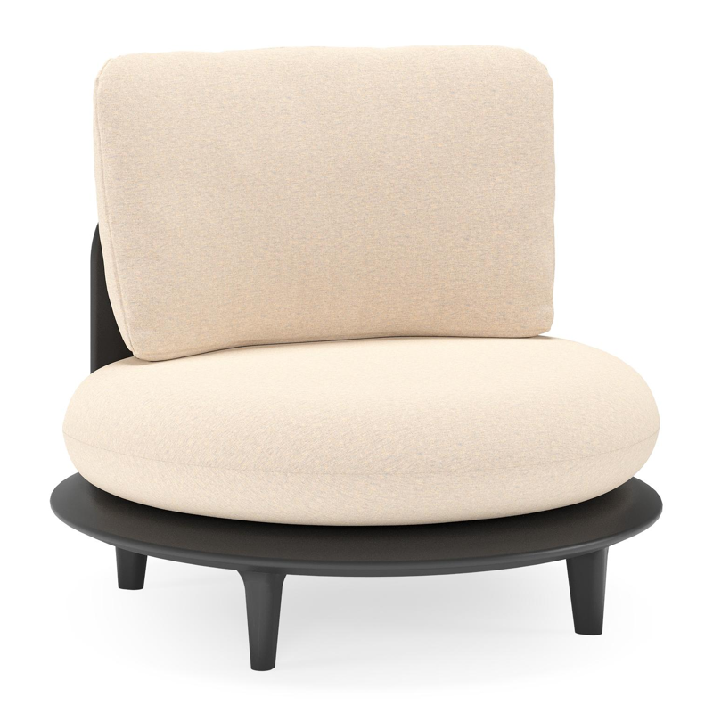 Bomero loungestoel in zwart aluminium met heritage papyrus all weather sunbrella® luxe kussen