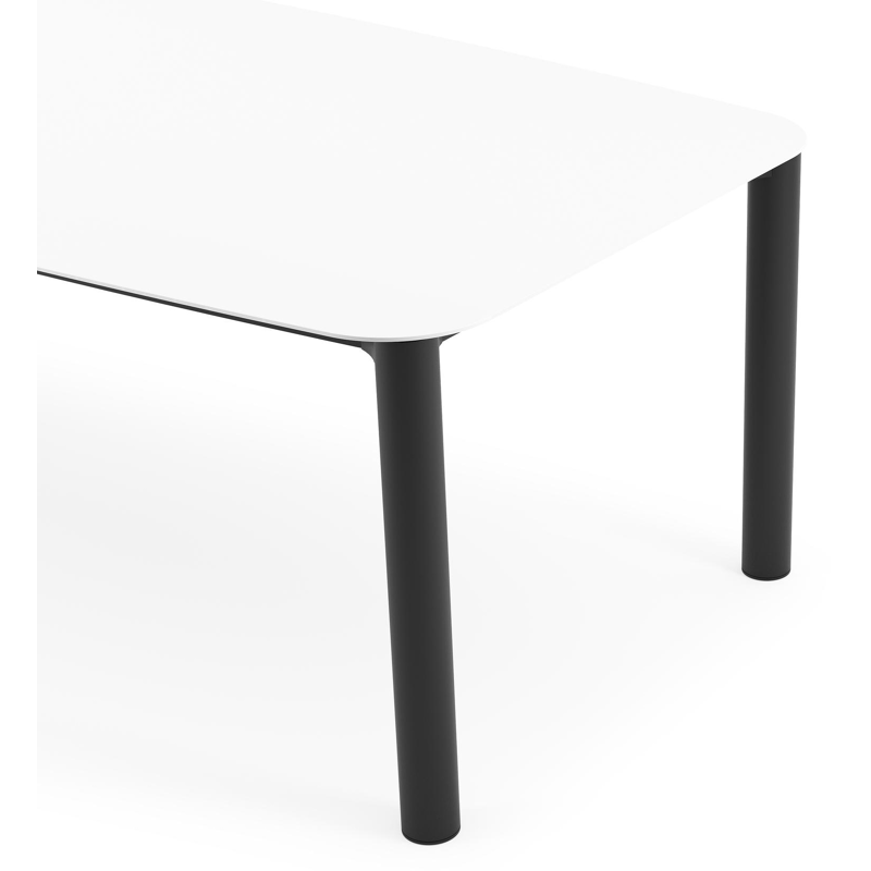Orso tuintafel bootvorm in zwart aluminium en volkeramiek Arctic White - L 255 x B 115 x H 75 cm