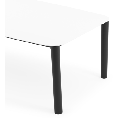 Table de jardin Orso forme de bateau en aluminium noir et céramique pleine Arctic White - Lg. 255 x Lrg. 115 x Haut. 75 cm