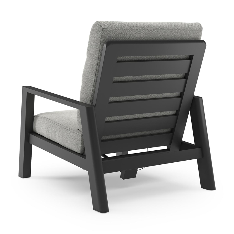 Cirello loungestoel in zwart aluminium met savane nimbus all weather sunbrella® luxe kussen