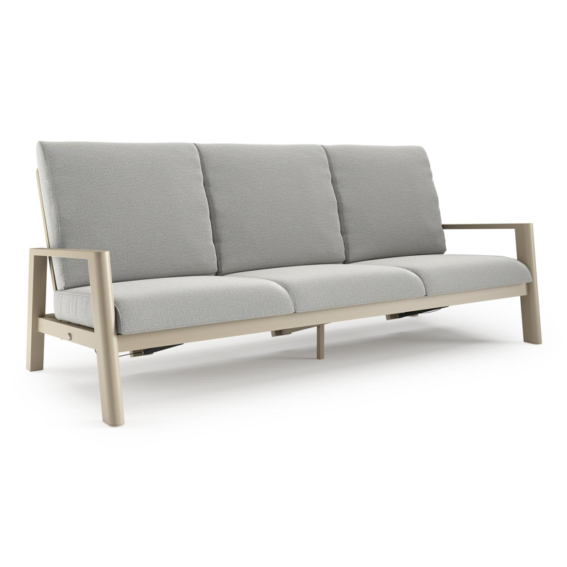 Cirello loungebank in beige aluminium met savane nimbus all weather sunbrella® luxe kussen