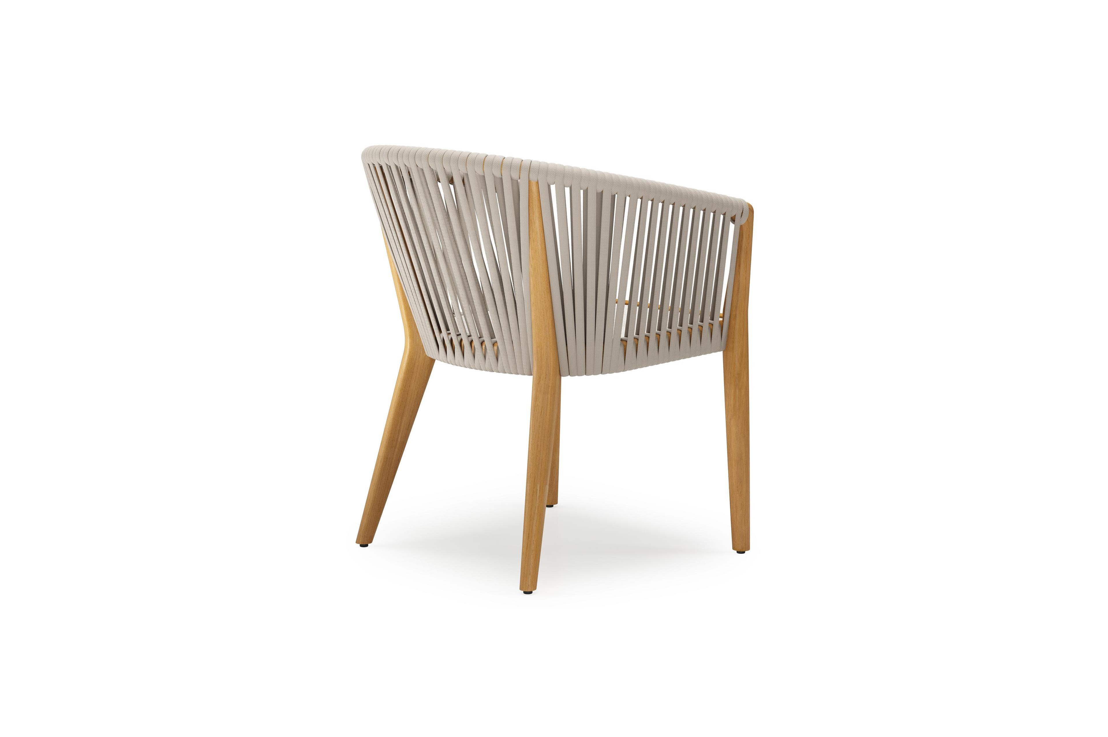 Orso tuinstoel in teak en beige verticaal geweven luxe vlakke rope