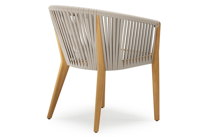 Orso tuinstoel in teak en beige verticaal geweven luxe vlakke rope