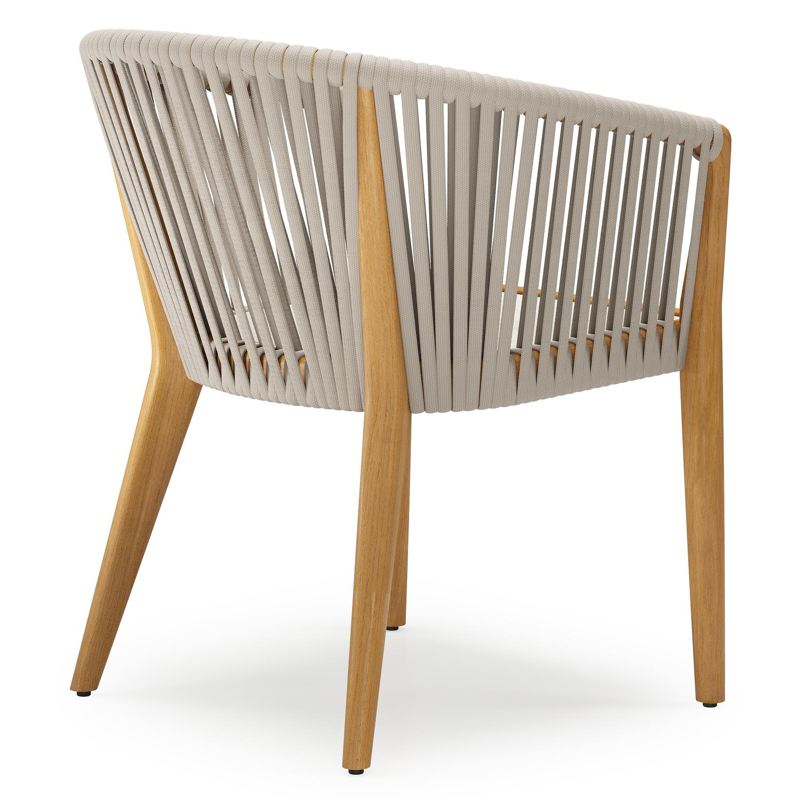 Orso tuinstoel in teak en beige verticaal geweven luxe vlakke rope