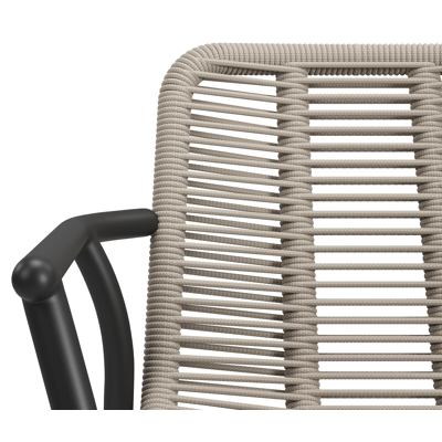 Berga tuinstoel in zwart aluminium en beige verticaal geweven ronde rope
