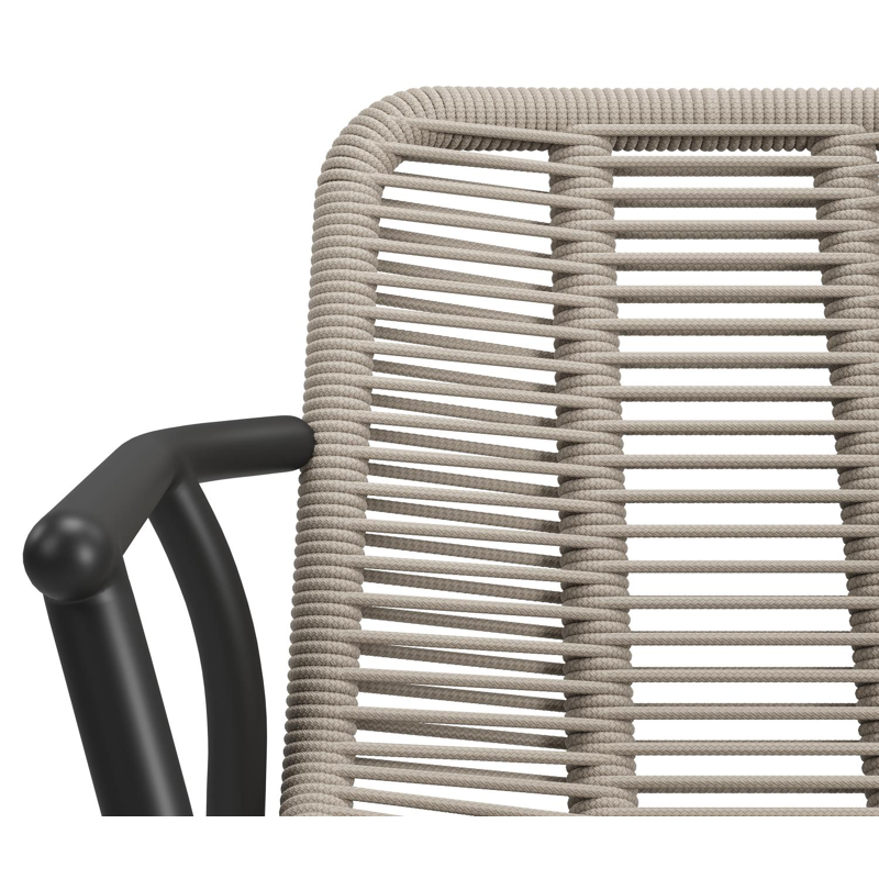 Reza tuinset in zwart aluminium en notte minerale sintered stone met 8 stapelbare Berga tuinstoelen