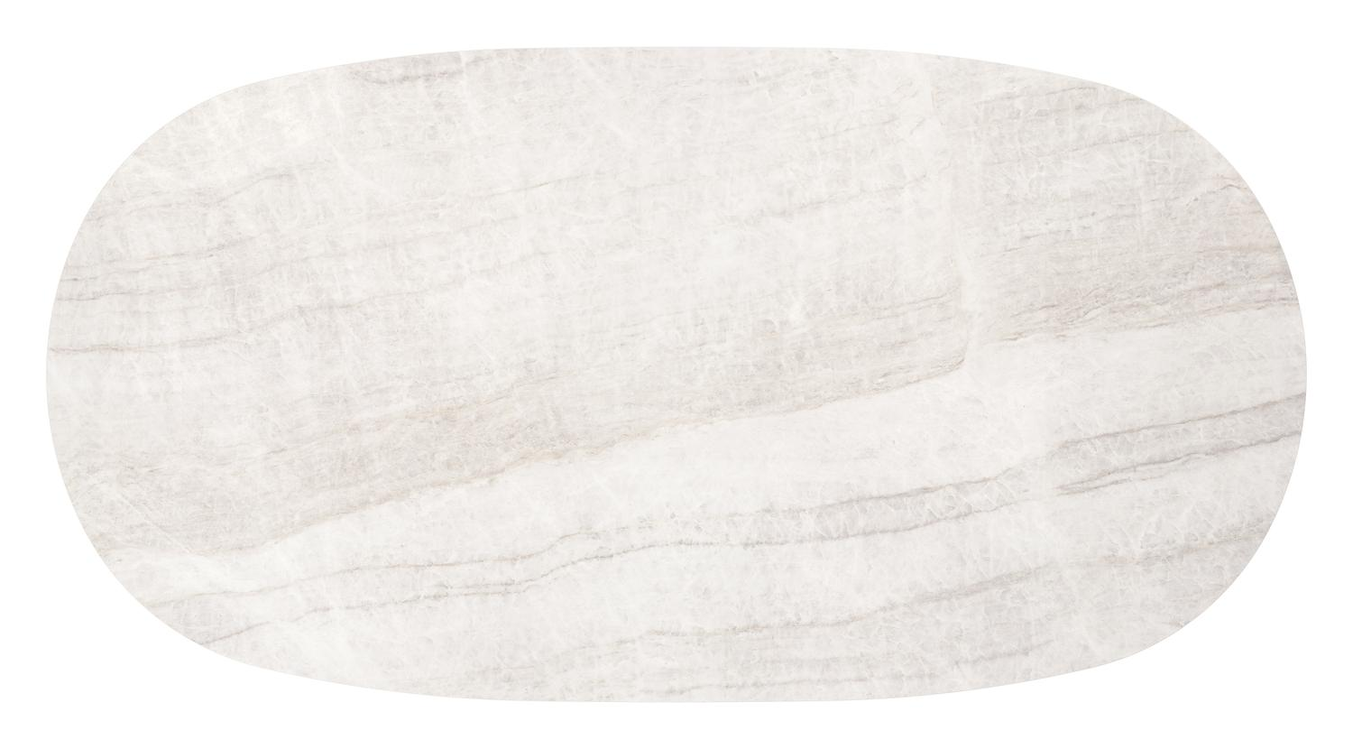 Amico loungetafel bombo in beige aluminium en volkeramiek Taj Mahal - L 171 x B 89 x H 24 cm