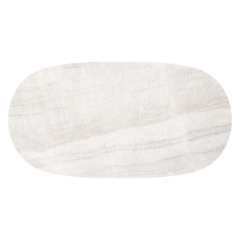 Amico loungetafel bombo in beige aluminium en volkeramiek Taj Mahal - L 171 x B 89 x H 24 cm