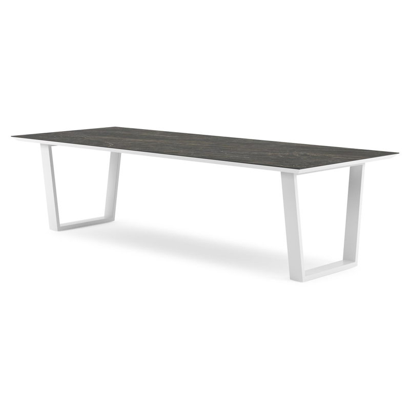 Pagino tuintafel rechthoekig in wit aluminium en volkeramiek Black Obsession - L 280 x B 110 x H 73.5 cm