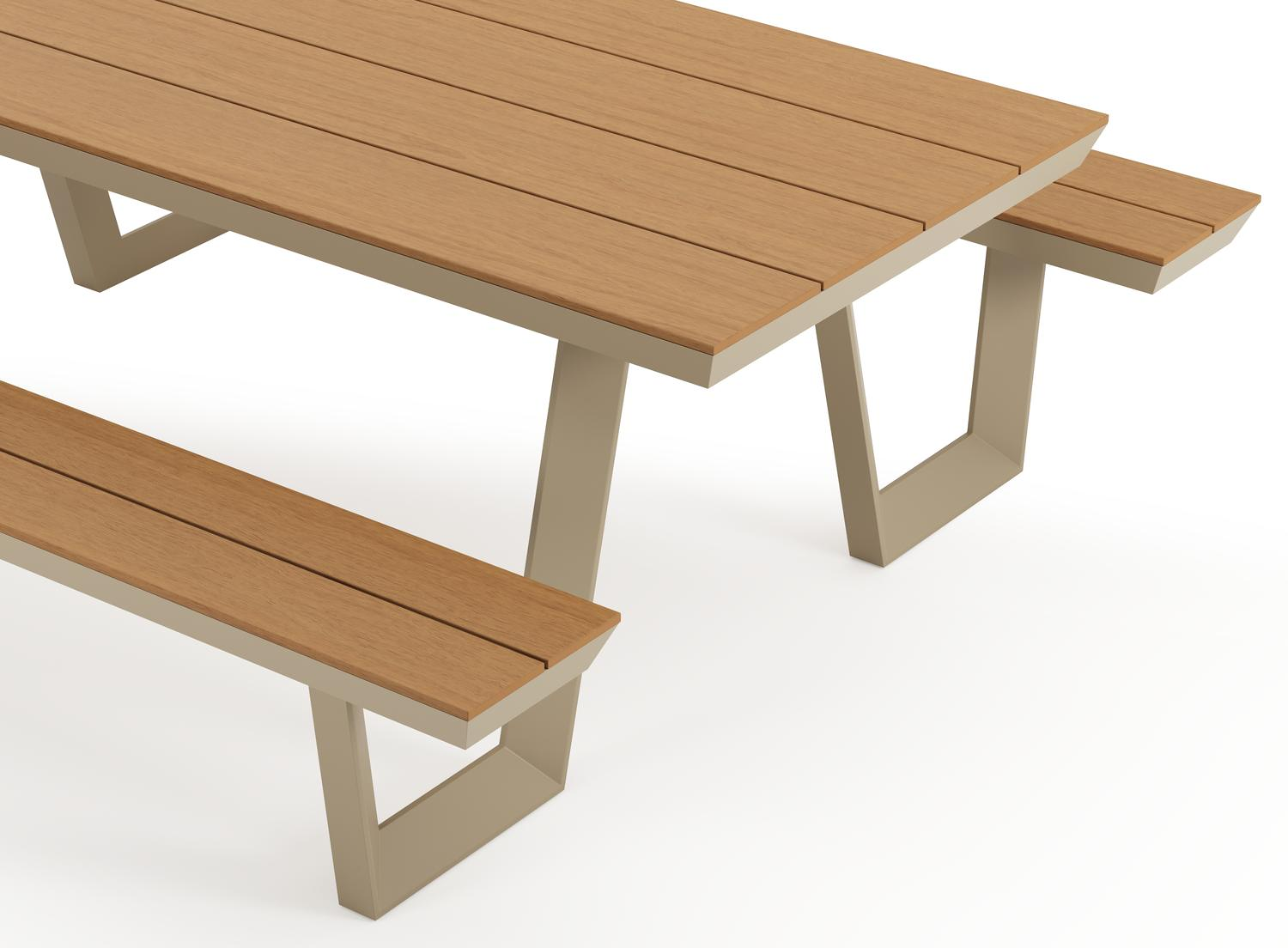 Altura picknicktafel rechthoekig in beige aluminium en polywood - L 220 x B 89 x H 74.5 cm