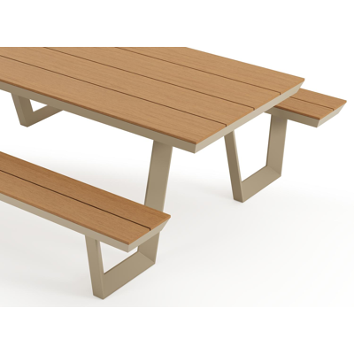 Altura picknicktafel rechthoekig in beige aluminium en polywood - L 220 x B 89 x H 74.5 cm