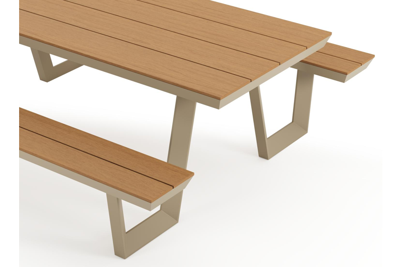 Altura picknicktafel rechthoekig in beige aluminium en polywood - L 220 x B 89 x H 74.5 cm