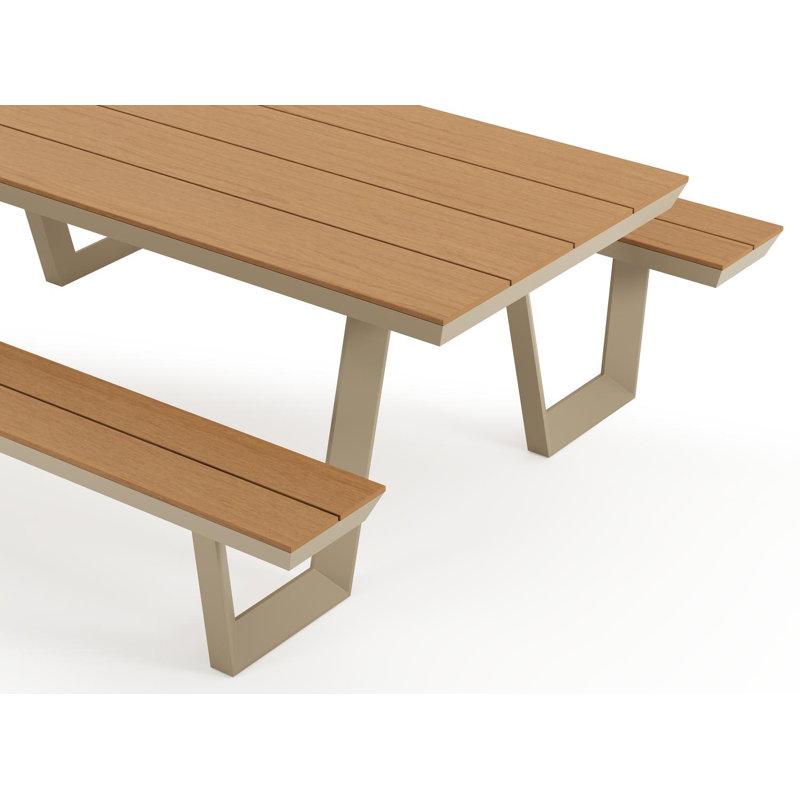 Altura picknicktafel rechthoekig in beige aluminium en polywood - L 220 x B 89 x H 74.5 cm
