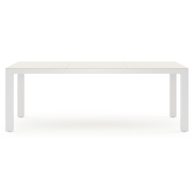 Calzo tuintafel rechthoekig in wit aluminium en sintered stone beige - L 220 x B 100 x H 74 cm