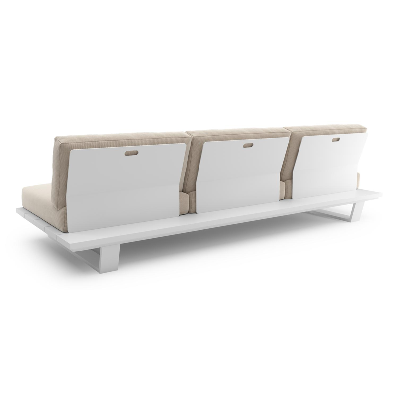 Pagino loungebank in wit aluminium met lopi antique all weather sunbrella® luxe kussen