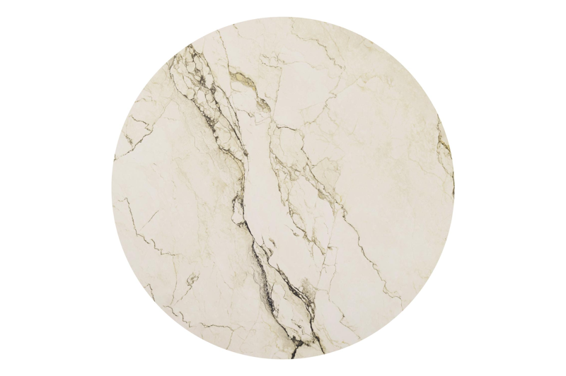 Table de jardin low dining Amico rond en aluminium blanc et céramique pleine Colorado Dunes - Diam. 148 x Haut. 61 cm