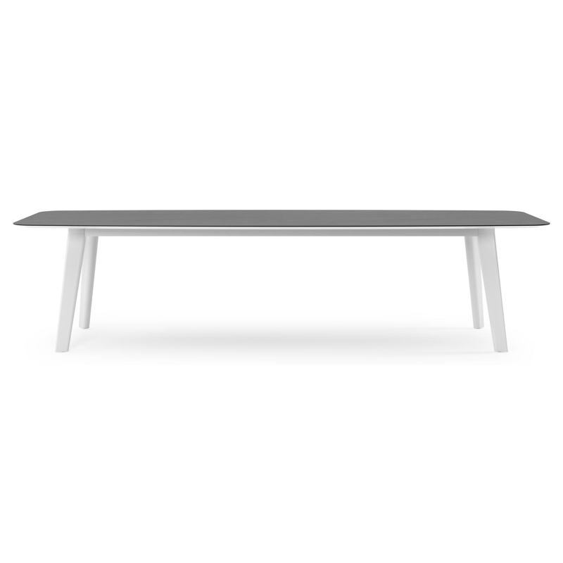 Lacrima tuintafel bootvorm in wit aluminium en volkeramiek Basalt Black - L 315 x B 115 x H 73 cm